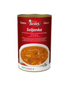 Soljanka, pikante Suppen-Spezialität, servierfertig